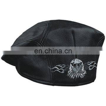 HMB-903B2 LEATHER GOLF CAPS KEPI CAP BLACK MIX SIZES HAT IRON CROSS