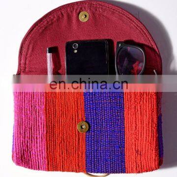 Chindi Stripe Shoulder Clutch Bag Hippie Throw Sling Women Purse Indian Handmade Bag