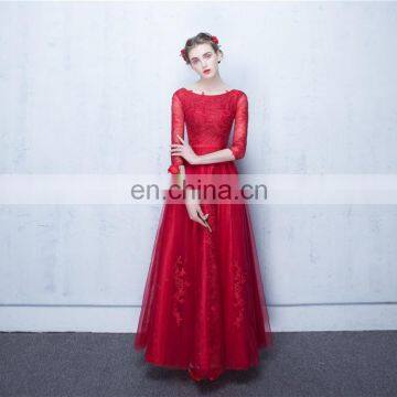 Exquisite Red Scoop Floor Length 1/2 Sleeve A Line Lace-up Peplum Evening Dresses