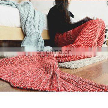 Factory Mermaid Blanket Wool Knitted Mermaid Tail Blanket Handmade Crochet Very Soft For Home Sofa Kids Adults Sleeping Bag