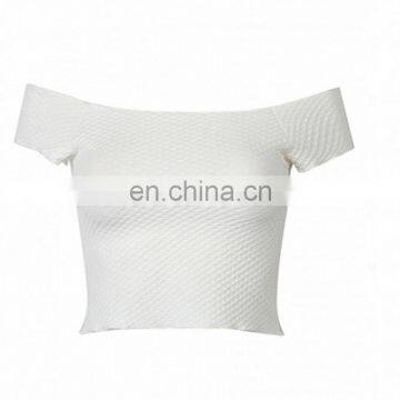 Guangzhou OEM Service Summer New Design Fashion off Shoulder Solid Colour Womens Crop Top