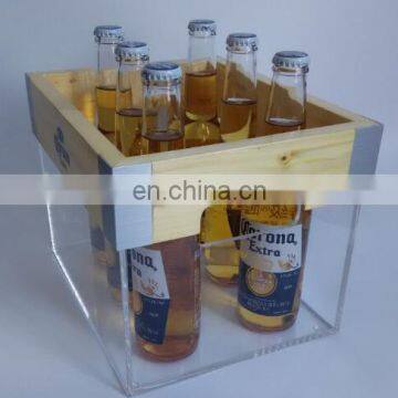 Hot Selling Personalized Plastic Custom Ice Bucket With Wood Top photo-2