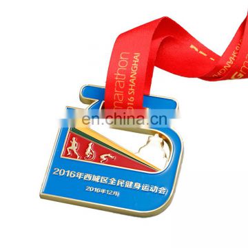 Wholesale custom made gold plating square shape award medal for sport souvenir