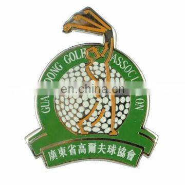 custom silver plated hard enamel golf club pin badge
