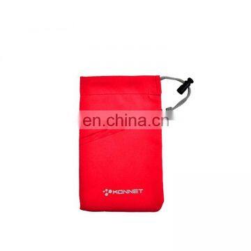 plastic clip single drawstring smartphone microfiber pouch