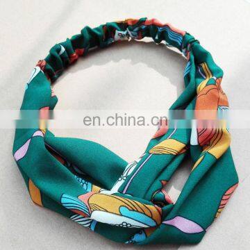 Polyester Printed Elastic Hair Band Hair Accessories Fashion Printing Headband for Women photo-3