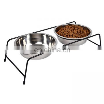 Wholesale Stainless Steel Wood Pet Dog Food Feeding Bowl