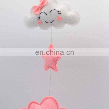 Wall Hanging Baby Nursery Felt Cloud and Drops Baby Mobile photo-7