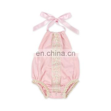 Baby Girl Soft Beige Lace Clothes Breathable Style Cotton Newborn Girls Romper photo-3