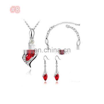 fashion Diamond jewelry set Necklace + bracelet + erring jewelry set Ladies Women crystal 3 piece costume jewelry