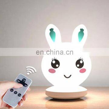 Lovely cute Mini LED Kids Rabbit Shaped Night Desk Lamp Remote control Led Touch Night Table Lights for Decoration