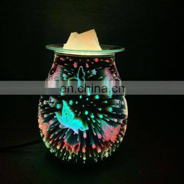 New 3D Glass Colorful Gradient Fireworks Aromatherapy Lamp Colorful Color Changing Plug-in Butterfly Table Lamp