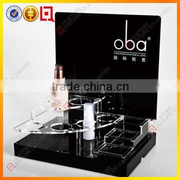 Popular acrylic tabletop black cosmetic display, cosmetic display stand