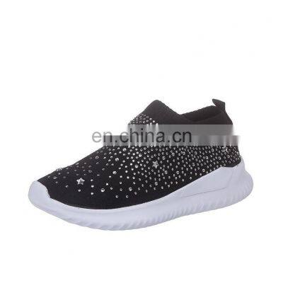 Women's Fashion Sneakers Casual Ladies Ankle Shoes Flat Loafers Crystal Fashion Bling Women Sneakers 2019 Casual Ladies Slip On photo-3