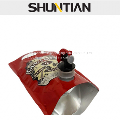 Food Grade  Bib Bag in Box Portable portable wine bag with spout Aluminium Foil with Red Tap for Fruit Juice beer red wine