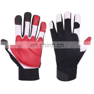 HANDLANDY High Quality Comfortable Goatskin Mechanic Safety Leather Vibration-Resistant Working Industrial Leather Gloves