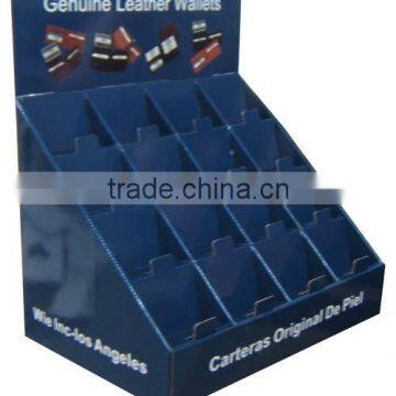 Low price promotion corrugated cardboard standing pop up wallet display