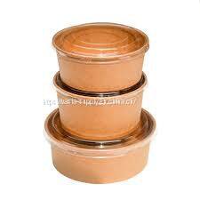 brown kraft paper bowl disposable food container take away disposable paper kraft salad bowl takeaway soup bowls with lid