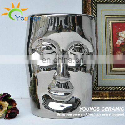 Indoor And Outdoor Decoration BIG Chinese Platinum Glazed Porcelain Garden Face Stool Ceramic Seat