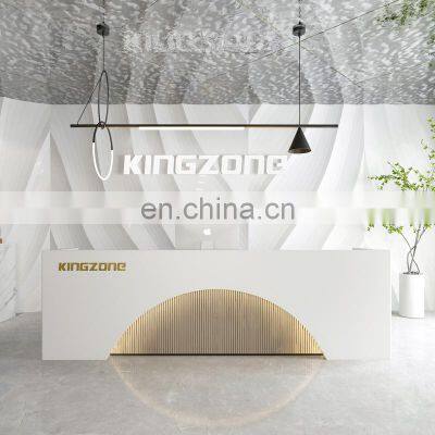 Commercial Office Furniture Factory Direct Luxury White Counter Front Desk Reception Table For Beauty Salon photo-3