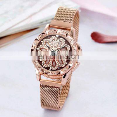 Hannah Martin OR602 Luxury Flower Woman Quartz Watches Bling Diamond Watch for Girls Stylish