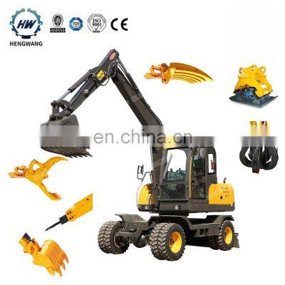 Hengwang HW90 9 Ton Four Wheel Drive Excavator New Hydraulic Wheel Excavator Machine Mini Wheel Excavator For Sale