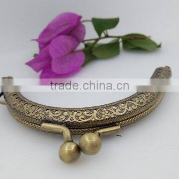 KINGSO 5PCS Retro Metal Frame Purse Coin Bag Kiss Clasp Lock DIY Craft 12.5*5.5 cm Assorted Lotus Bead photo-2