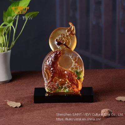 SAINT-VIEW Factory Wholesale Liuli Crystal Tiger Figurine Auspicious Home Office Decoration