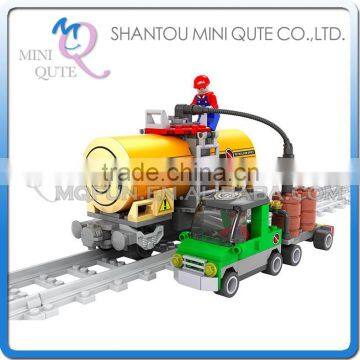 Mini Qute DIY intellect train rail track Transport vehicle action figure plastic building block model educational toy NO.25414