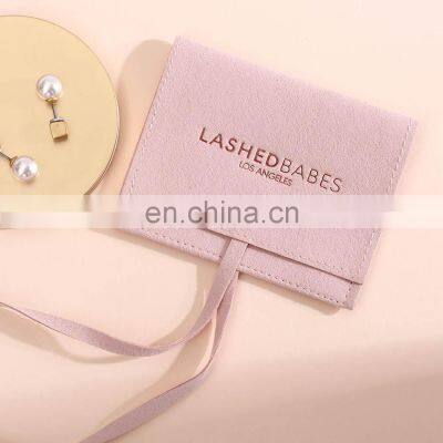 Wholesale Cheap Price Gray Pink Personalized Upscale Custom Logo Drawstring Ribbon Closure Gift Packing Bag Jewelry Pouch photo-4