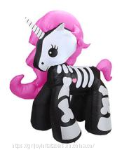 2022 Hot 5ft Halloween Airblown Inflatable Pink Hair Skeleton Unicorn Decoration