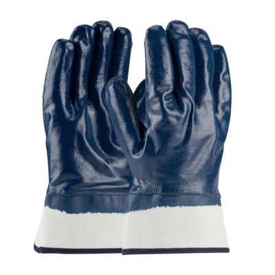 Oil and Gas Resistant Cotton Jersey Liner Safety Cuff Nitrile Rubber Coated Heavy Duty Industrial Rubber Gloves