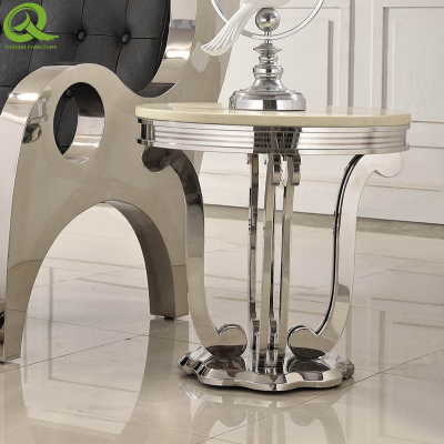 Foshan Factory Modern Marble Living Room Side Table Stainless Steel Side Table Home Furniture Metal Material