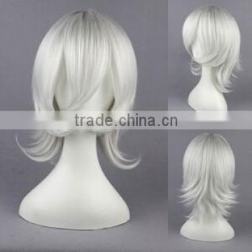 High Quality 35cm Short Curly D.Gray-Man-Allen Walker Silver White Synthetic Anime Wig Cosplay Hair Wig Party Wig