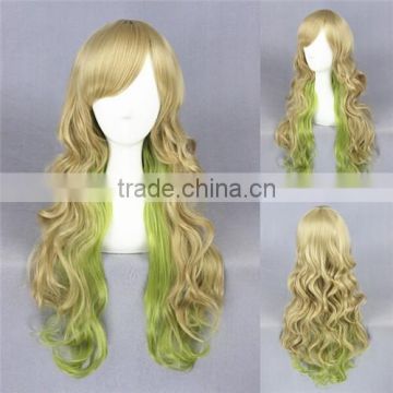 High Quality 65cm Long Wave Green Mixed Synthetic Lolita Wig Cosplay Costume Lolita Hair Girl's Wig Party Wig