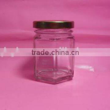 120ml,200ml,210ml,290ml,350ml,390ml hexagonal glass jar with lid