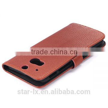 Lichee print leather cover , case for htc one m8 with stand