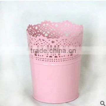 New Available pink rolling garden bucket, metal flower bucket, metal mop bucket