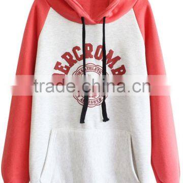 Long Sleeve Patch Pocket Color Block Graphic Hoodies Women
