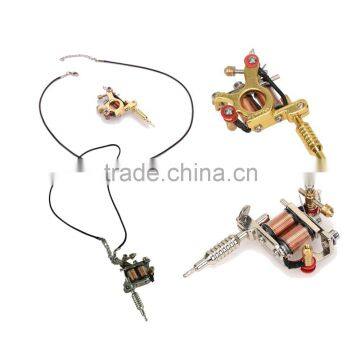 GS100 Fashion Mini Tattoo Machine Pendant Toy с цепочкой Золотой/Серебряный Цинковый сплав