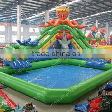 water park pvc inflatable water slide with pool