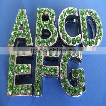 18mm Slide Letters with Green Rhinestone