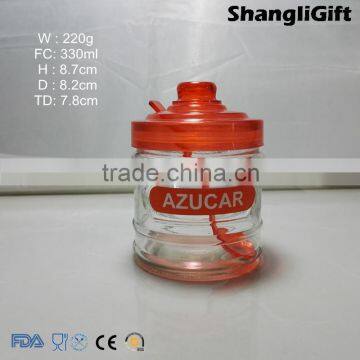 330ml Cylinder Glass Jar Glass Spice Bottles Three A Set With Scoop photo-4