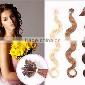 Indian Human Remy Prebonded Hair Extension Wavy/Prebonded V Tip Hair Extension