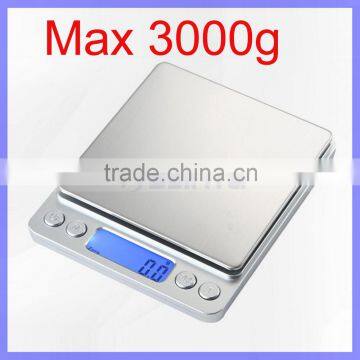 0.1g/0.01g Division 200g to 3000g Range Stainless Steel Tray I2000 Digital Scale