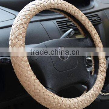 cream knitted pvc steering wheel cover