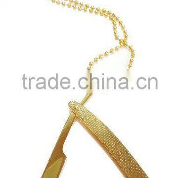 Barber Straight Razor Necklace Barbering Necklace Cutthroat Chain Straight Razor gold