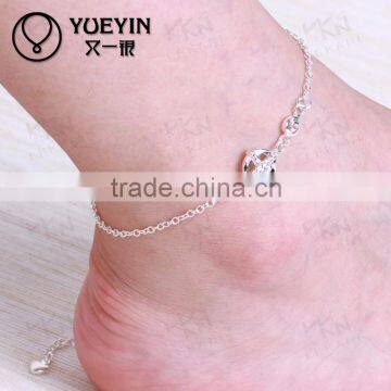 2015 new adjustable simple foot chain charm antique silver anklets for women