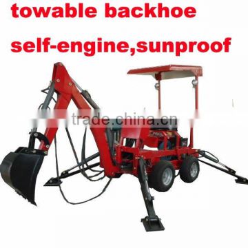 towable backhoe movable backhoe with independent engine and sunproof