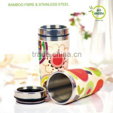 Biodegradable mugs ,factory selling custom bamboo fiber Decals water cup